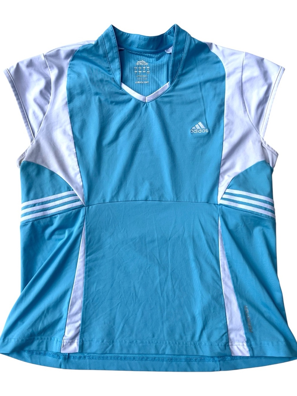 Adidas 2000s Y2K Blue & White Athletic Tee